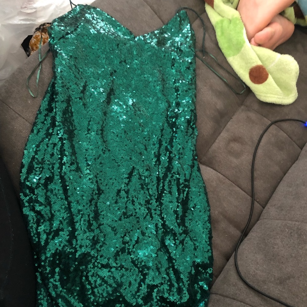 Mini Emerald Sequin Dress
